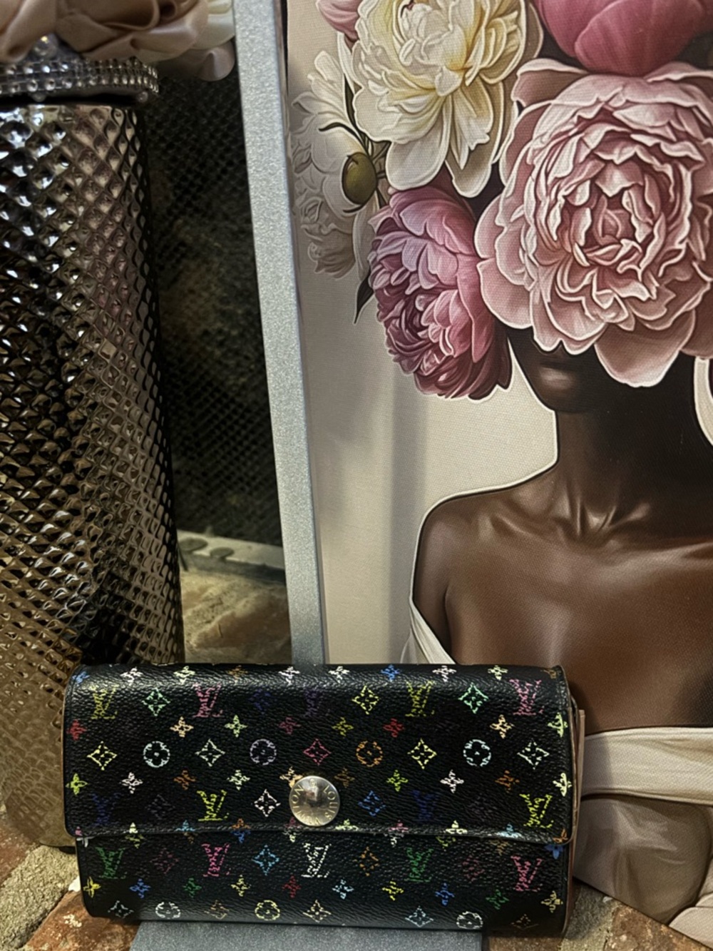 Louis Vuitton Takashi Murakami Monogram Multicolore Sarah Wallet in - Picture 2 of 13